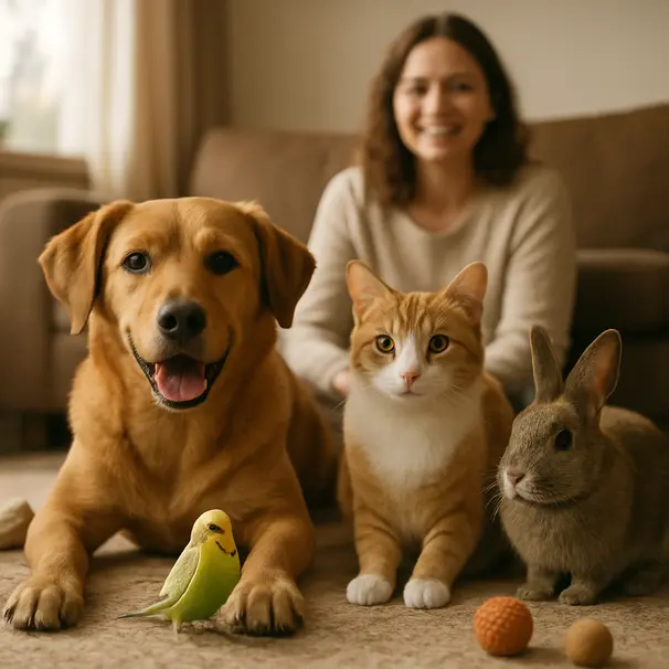 Cuencos de comida medidos para un gato y un perro con contenedores etiquetados