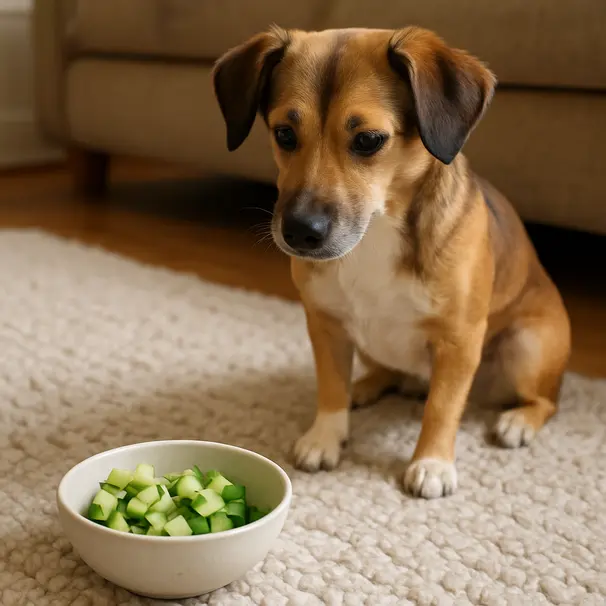 Simple cucumber cubes are perfect training treats.