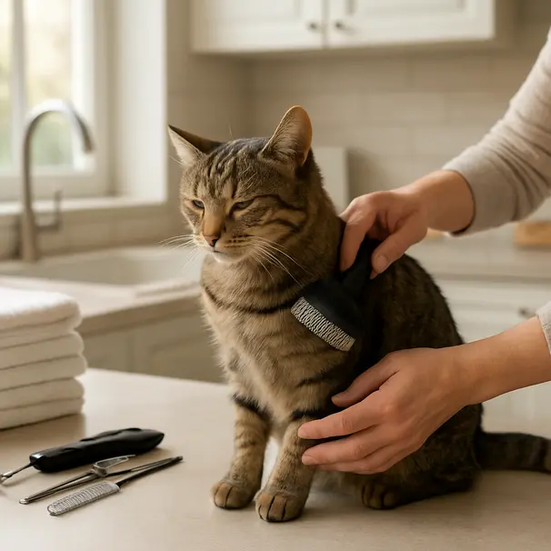 A grooming moment helps pets feel comfortable and clean.