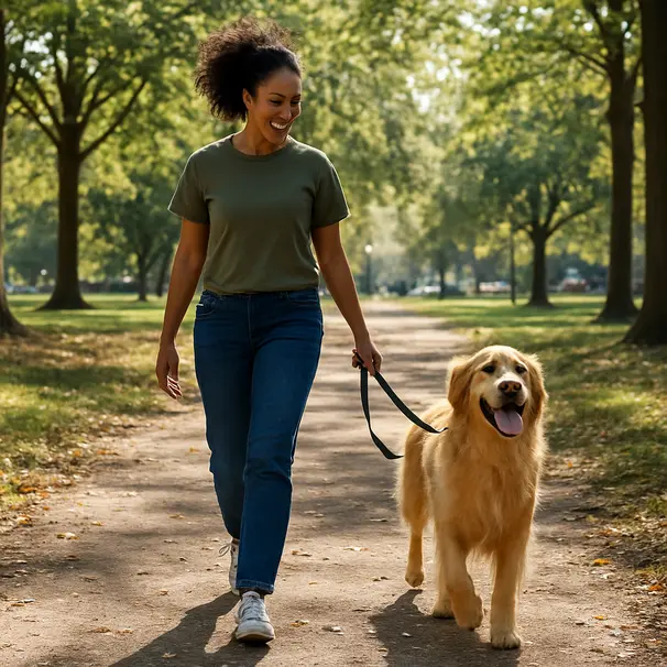 Promenade en parc avec un pet carer attentionné.