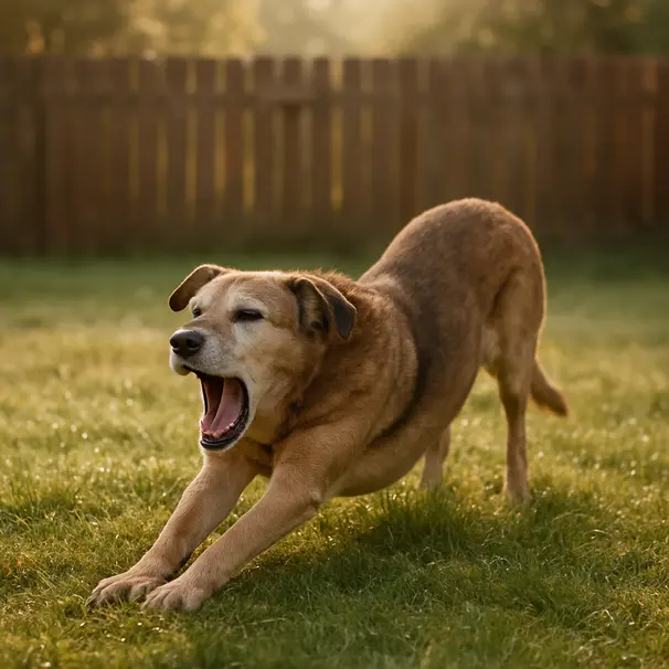 Un momento calmo con un cane anziano al sole.
