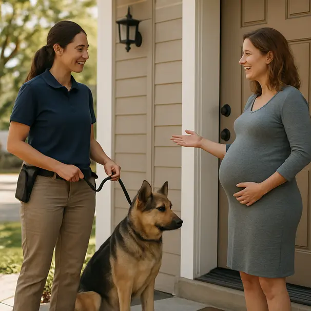Carers supporting families with calm dog introductions.