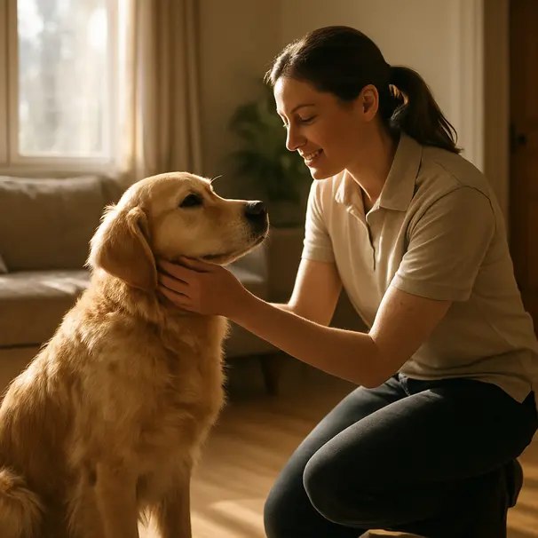 En første trygg introduksjon mellom carer og hund.