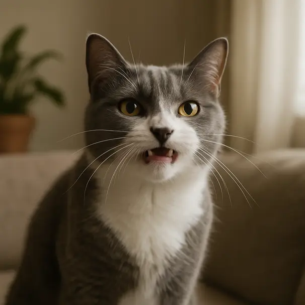 A curious cat explores scents and shows a Flehmen face.