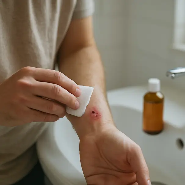Prima assistenza: pulire e coprire una piccola ferita da morso.