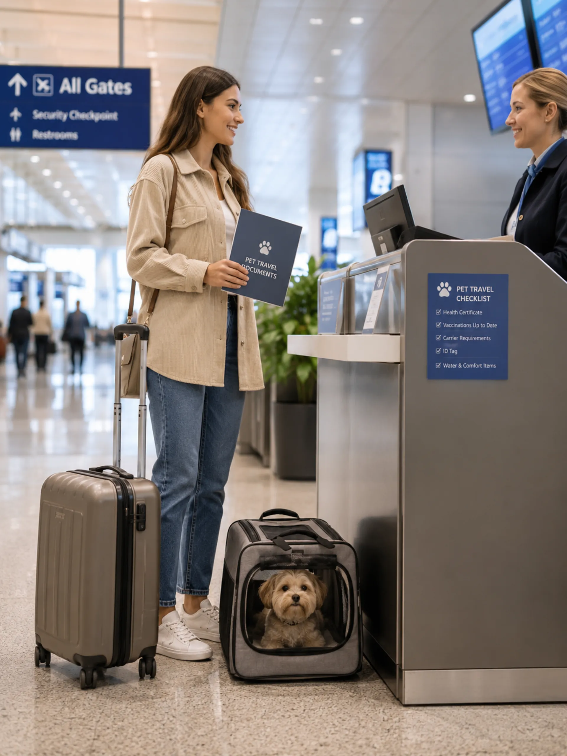 Flyve med kæledyr: tips og retningslinjer for en rolig flyrejse